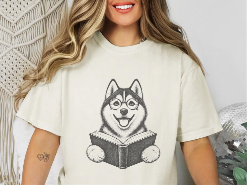 Husky Reading Shirt, Husky Dog Gift, Bookish Dog Tee, Dog Reading Shirt, Husky Mom Gift image 10