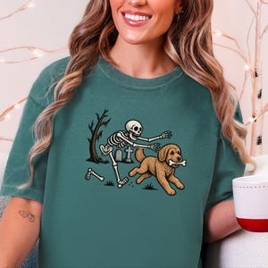 Goldendoodle Dog Shirt, Halloween Goldendoodle Gift, Skeleton Dog Tee, Spooky Dog Lover Shirt, Funny Skeleton Art, Goldendoodle Dad Gift image 10
