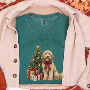 Goldendoodle Christmas Shirt, Christmas Trees And Doodles Please, Goldendoodle Mom Gift, Holiday Dog Sweatshirt, Doodle Lover Present image 8