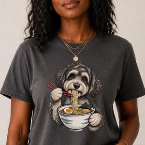 T-shirt Schnoodle Ramen, Cadeau pour propriétaire de Schnoodle, T-shirt pour amoureux des ramen, Cadeau pour maman de chien, T-shirt cuisine japonaise, T-shirt pour gourmand de nouilles image 8