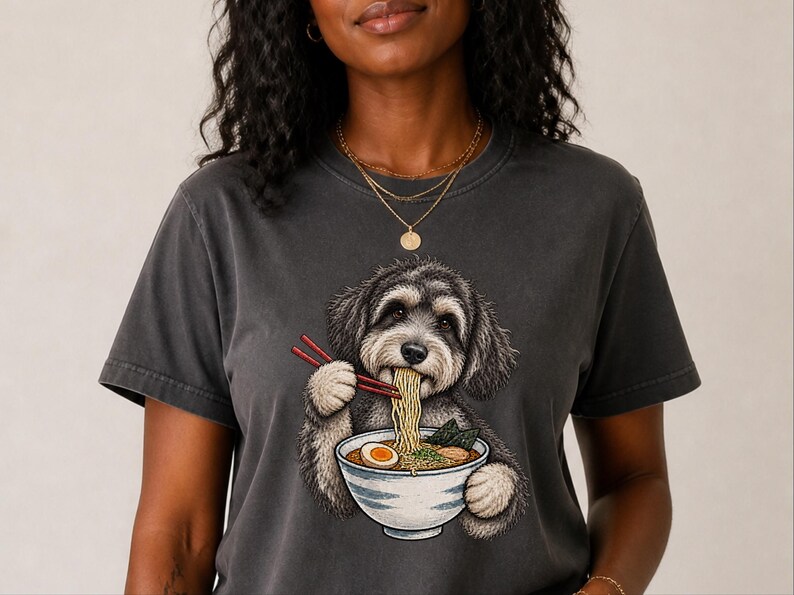 T-shirt Schnoodle Ramen, Cadeau pour propriétaire de Schnoodle, T-shirt pour amoureux des ramen, Cadeau pour maman de chien, T-shirt cuisine japonaise, T-shirt pour gourmand de nouilles image 8