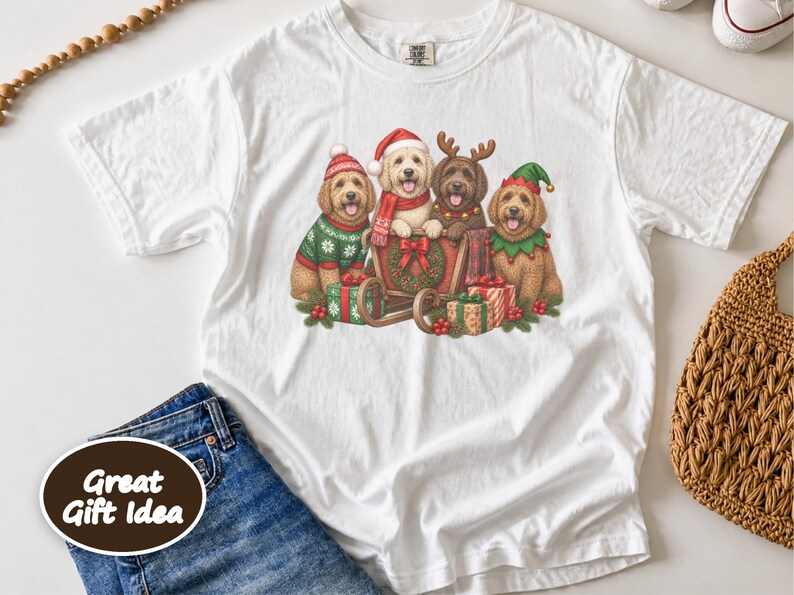 Christmas Labradoodle Shirt, Labradoodle Christmas Gift, Santa Dog Tee, Dog Mom Christmas Shirt, Holiday Pet Shirt, Labradoodle Lover Gift image 7