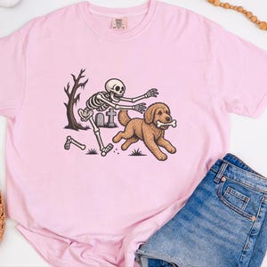 Goldendoodle Dog Shirt, Halloween Goldendoodle Gift, Skeleton Dog Tee, Spooky Dog Lover Shirt, Funny Skeleton Art, Goldendoodle Dad Gift image 8