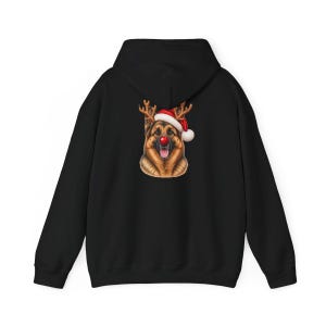 German Shepherd Christmas Sweatshirt, Holiday Dog Lover Gift, Rudolph Santa Hat Tee, German Shepherd Mom Shirt image 11