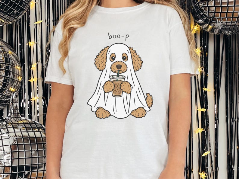 Goldendoodle Halloween Shirt, Ghost Dog Tee, Spooky Puppy Shirt, Dog Lover Gift, Boo P T Shirt image 8