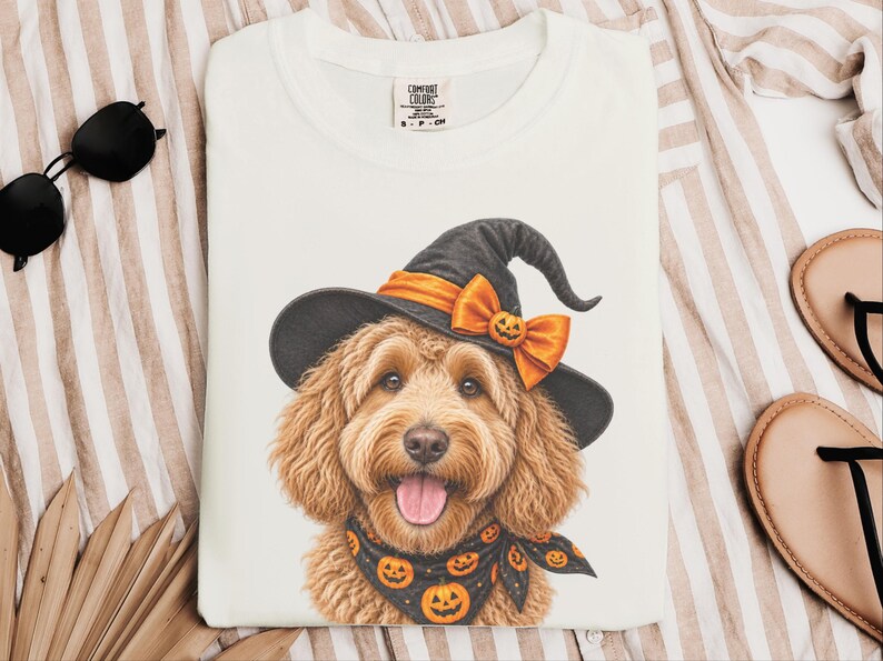 Labradoodle Halloween Shirt, Doodle Mom Gift, Spooky Dog Mom Shirt, Golden Doodle Halloween Tee image 1