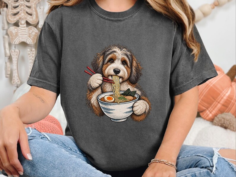 Ramen-tröja för japansk matälskare, rolig nudelhundtröja, ramen-skål med grafisk design bild 2