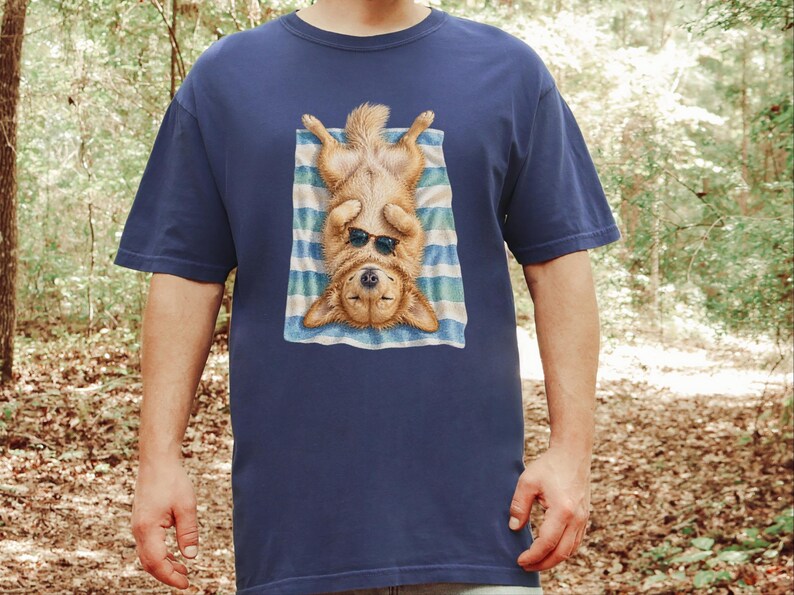 Golden Retriever Shirt, Golden Retriever Gift, Beach Vacation Tee, Summer Dog Shirt, Golden Retriever Mom, Coastal Dog Art, Vacation T Shirt image 2