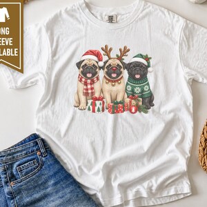 Christmas Pug Sweatshirt, Pug Christmas Gift, Holiday Dog Shirt, Pug Lover Sweatshirt, Festive Puppy Crewneck, Pug Mom Gift image 10