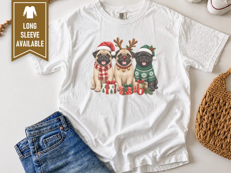 Christmas Pug Sweatshirt, Pug Christmas Gift, Holiday Dog Shirt, Pug Lover Sweatshirt, Festive Puppy Crewneck, Pug Mom Gift image 10