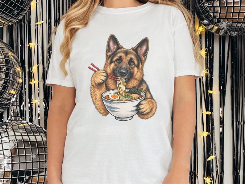German Shepherd Ramen Shirt, Ramen Lover Gift, Funny Dog Tee, Japanese Food Shirt, Shepherd Dog Lover Gift, Noodle Lover Sweatshirt image 10