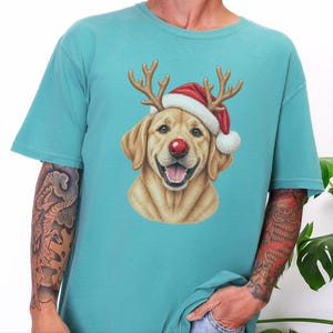 Christmas Dog Shirt, Yellow Lab Gift, Holiday Dog Sweater, Lab Mom Sweatshirt, Santa Paws Christmas image 4