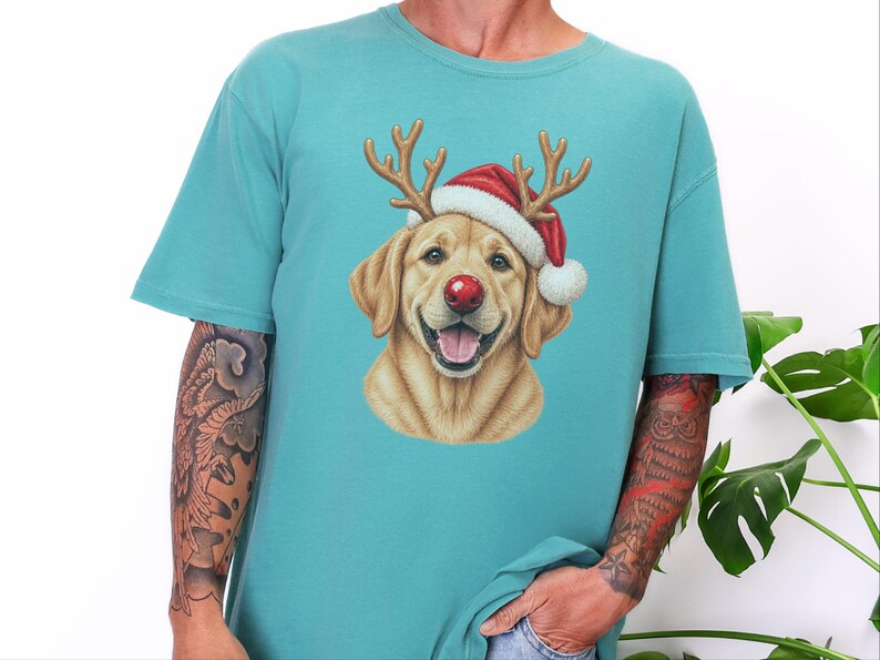 Christmas Dog Shirt, Yellow Lab Gift, Holiday Dog Sweater, Lab Mom Sweatshirt, Santa Paws Christmas image 4