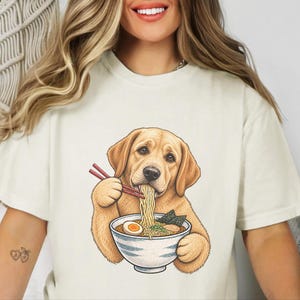 Yellow Lab Ramen Shirt, Labrador Retriever Gift, Noodle Lover Tee, Funny Dog Shirt, Labrador Mom Gift, Foodie Shirt, Dog Dad Shirt, Lab image 5