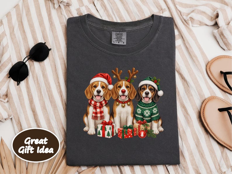 Christmas Beagle Shirt, Beagle Lover Gift, Holiday Dog Sweatshirt, Christmas Puppy Tee, Dog Mom Present image 8