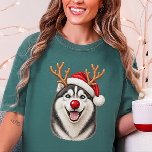 Husky Christmas Shirt, Christmas Dog Sweatshirt, Husky Lover Gift, Santa Paws Holiday Tee, Siberian Husky Mom Shirt image 9