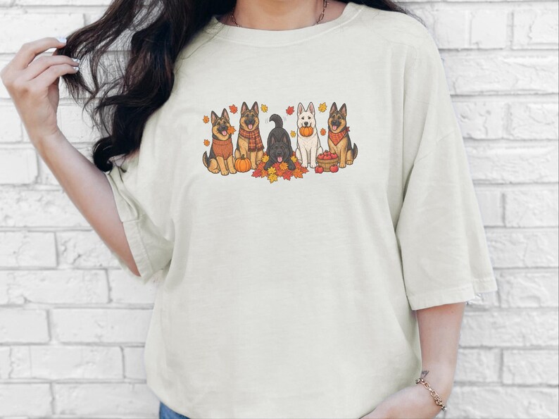Fall German Shepherd Shirt, German Shepherd Mom Gift, Autumn Dog Lover Tee, Gsd Sweatshirt, Pumpkin Season Hoodie image 6