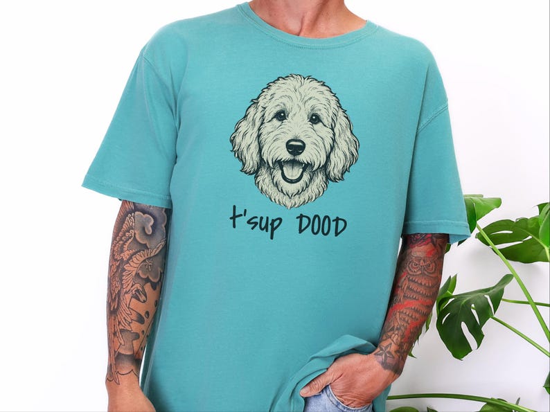 Comfort Colors Labradoodle T-Shirt, T'sup Dood Goldendoodle Sweatshirt, Funny Bernedoodle Sheepadoodle Graphic Crewneck, Golden Labradoodle image 4