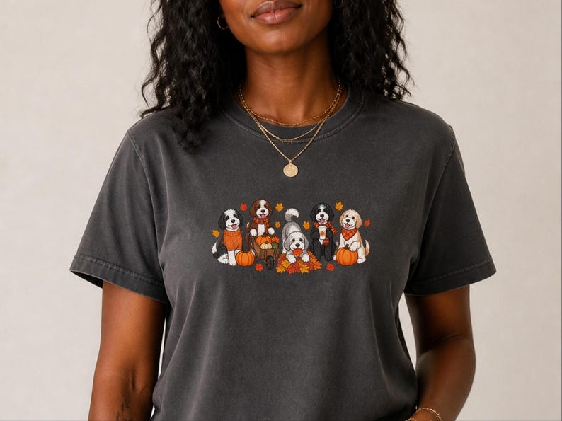 Camiseta de otoño para Sheepadoodle, Camiseta de otoño para perros, Regalo para amantes de los perros, Camiseta de otoño para mamás de perros, Mamá de Sheepadoodle, Camiseta acogedora de otoño imagen 2