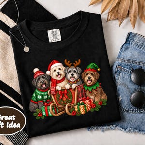 Schnoodle Christmas Shirt, Holiday Dog Lover Gift, Festive Puppy Sweatshirt, Christmas Dog Shirt image 10