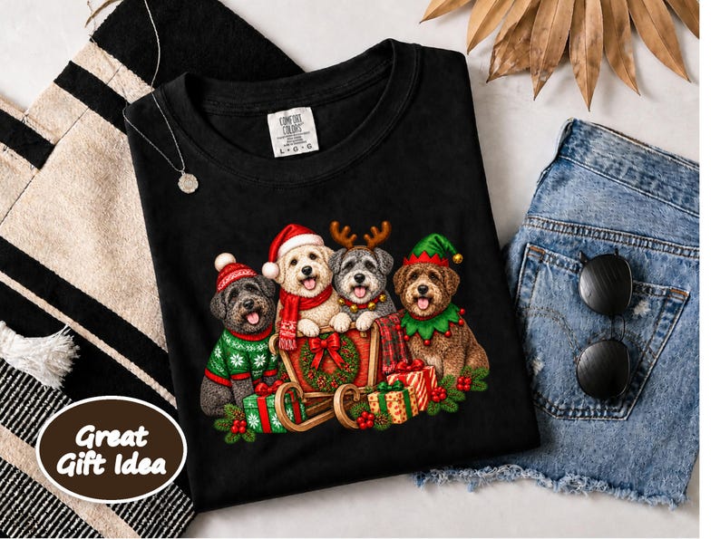 Schnoodle Christmas Shirt, Holiday Dog Lover Gift, Festive Puppy Sweatshirt, Christmas Dog Shirt image 10