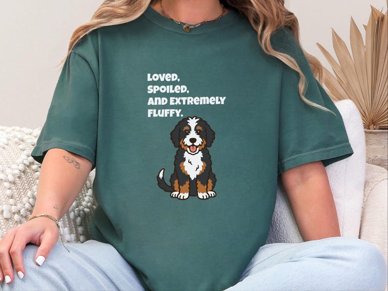 Comfort Colors Bernedoodle T-Shirt | Loved, Spoiled, and Extremely Fluffy Shirt | Funny Bernedoodle Customization, Bernedoodle Tee bild 7