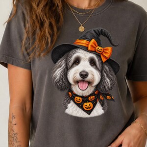 Halloween Dog Shirt, Sheepadoodle Gift, Witch Dog Shirt, Sheepadoodle Mom, Spooky Dog Tee, Doodle Mom Gift image 10