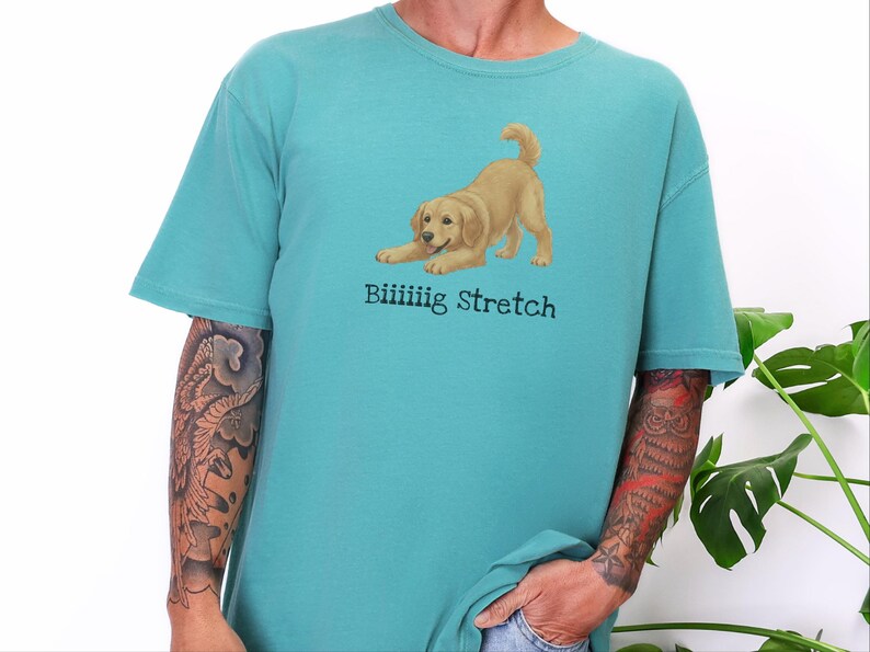 Comfort Colors Golden Retriever Biiiiiig Stretch Tee, Funny Dog Lover Pet Parent Gift, Puppy Mom Dad Owner, Stay Golden Enthusiast image 2