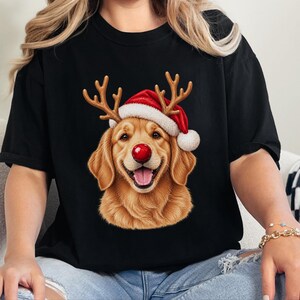 Weihnachtsshirt mit Golden Retriever-Motiv, festliches Hunde-Sweatshirt, Geschenk für Golden-Retriever-Mamas, Pullover mit Welpen-Ausschnitt, Weihnachtsshirt für Hundeliebhaber Bild 1