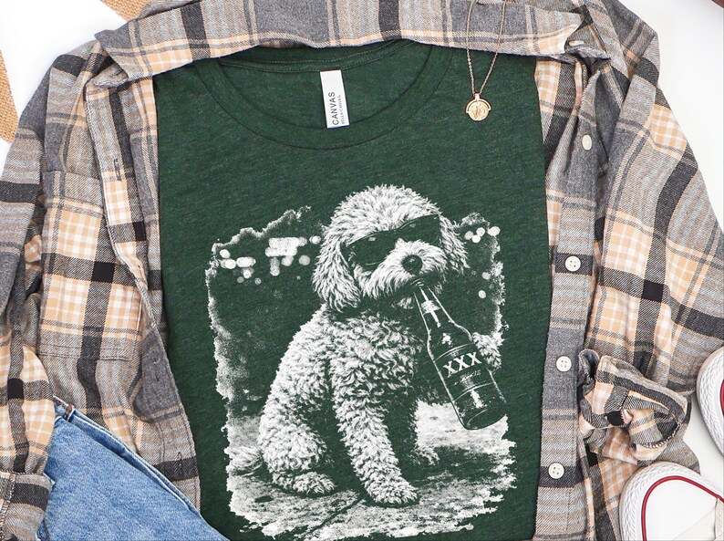 Geek Dog Shirt, "In Dog Beers" Maltipoo Tee, Funny Pet Graphic, Dog Owner Gift, Maltipoo Mom Shirt, Beer Lover Gift image 5