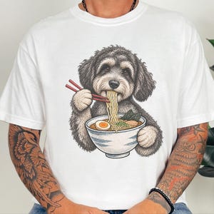 T-shirt Schnoodle Ramen, Cadeau pour propriétaire de Schnoodle, T-shirt pour amoureux des ramen, Cadeau pour maman de chien, T-shirt cuisine japonaise, T-shirt pour gourmand de nouilles image 6