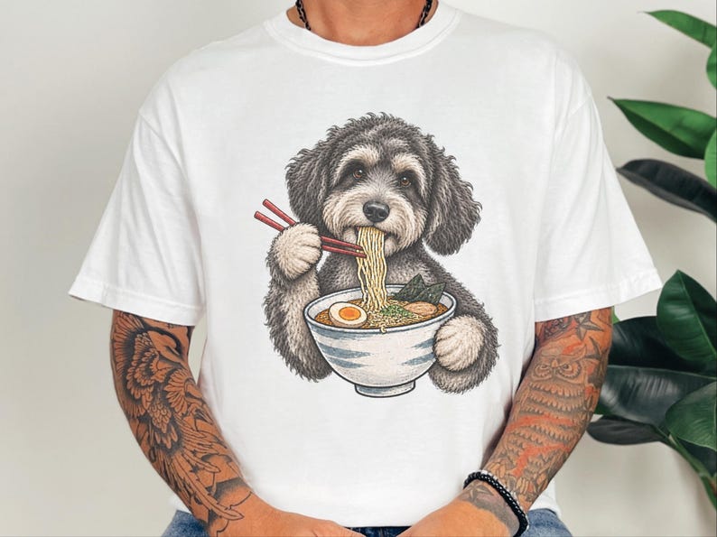 T-shirt Schnoodle Ramen, Cadeau pour propriétaire de Schnoodle, T-shirt pour amoureux des ramen, Cadeau pour maman de chien, T-shirt cuisine japonaise, T-shirt pour gourmand de nouilles image 6