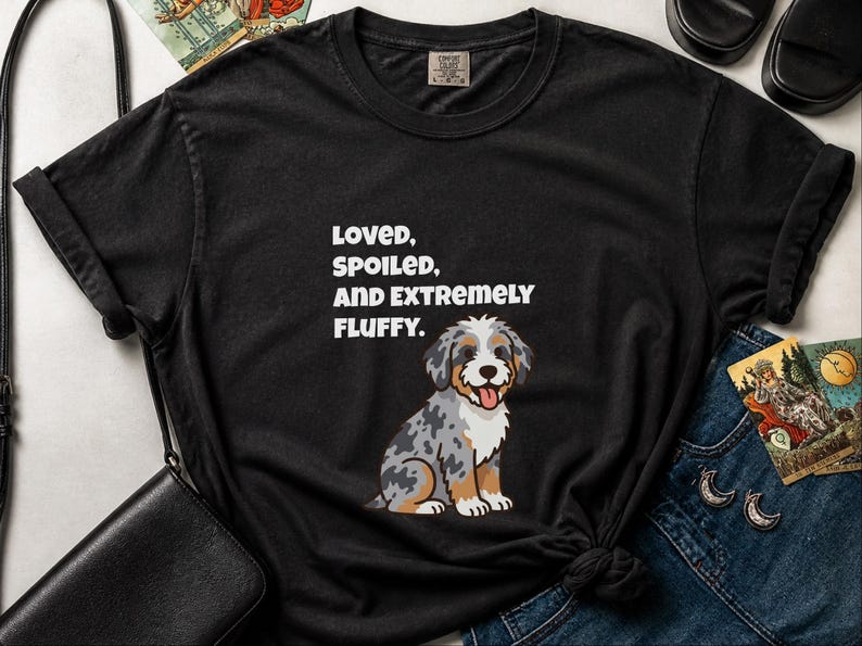 Comfort Colors Aussiedoodle Mom Shirt, Loved, Spoiled, and Extremely Fluffy Tee, Australian Shepherd Poodle Mix Tee, Doodle Dad Shirt image 7