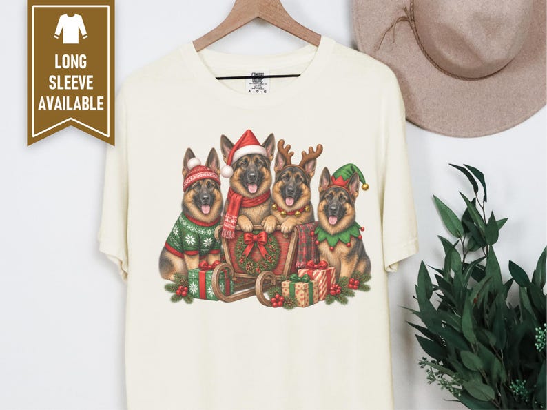 German Shepherd Christmas Shirt, Holiday Dog Lover Gift, Festive Gsd Mom Sweatshirt, Christmas Pet Tee, German Shepherd Owner Present image 7
