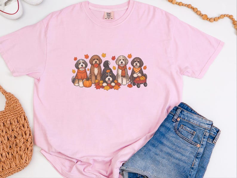 Aussiedoodle-Herbstshirt, Herbst-Hundeshirt, Geschenk für Doodle-Mamas, Kürbis-Shirt, Thanksgiving-Hundeshirt, Geschenk für Hundeliebhaber Bild 1