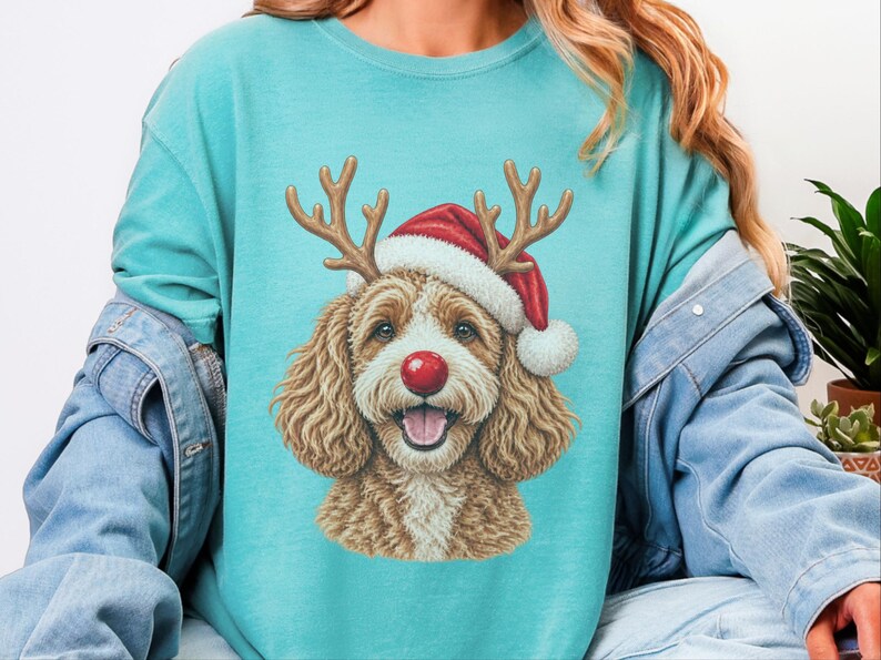 Bluza świąteczna Cavapoo, prezent dla mamy Cavapoo, świąteczna koszulka dla psa, świąteczne ubrania dla zwierząt, prezent dla właściciela Cavapoo, świąteczna koszulka dla psa zdjęcie 2
