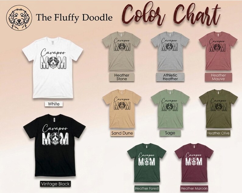 Cavapoo-Mama-Shirt, süßes Doodle-T-Shirt | Geschenk für Hundeliebhaberinnen, T-Shirt für Pudel-Mischlingsbesitzerinnen | Lustige Kleidung für Hundemamas, Geschenkidee für frischgebackene Hundemamas Bild 9