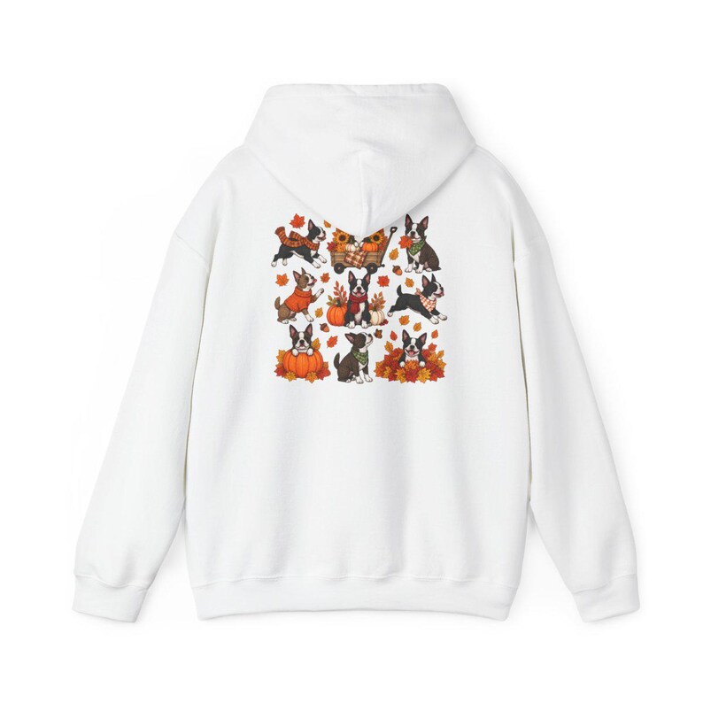 Maglietta autunnale con Boston Terrier, regalo autunnale per amanti dei cani, maglietta per la mamma di un Boston Terrier, felpa con zucche, maglietta con cucciolo carino immagine 12