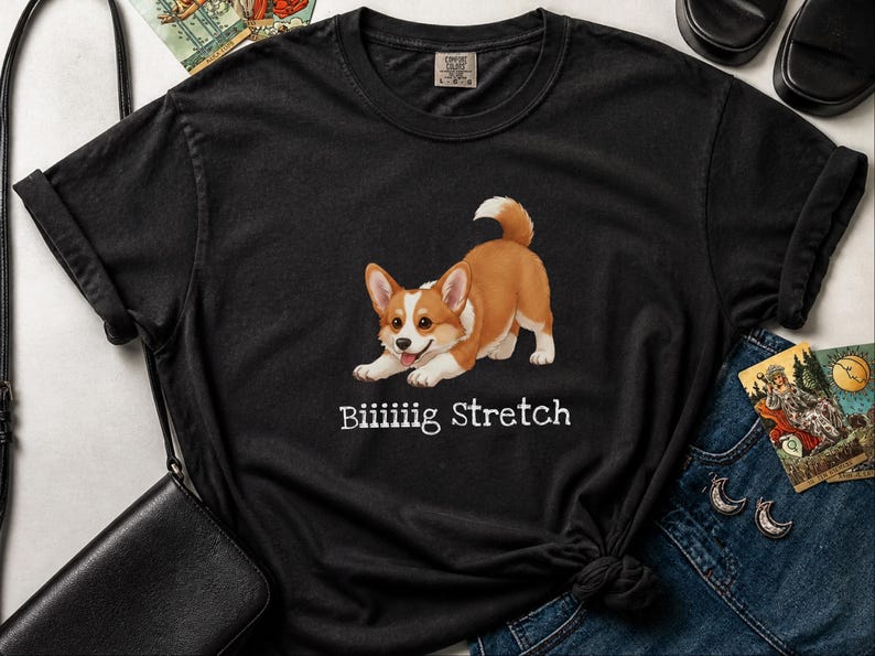 Comfort Colors Energetic Dog Biiiiig Stretch Corgi Tee, Corgi Fan Gift, Funny Animal Person Shirt, Pembroke Welsh Corgi Lover, Dog Owner image 5