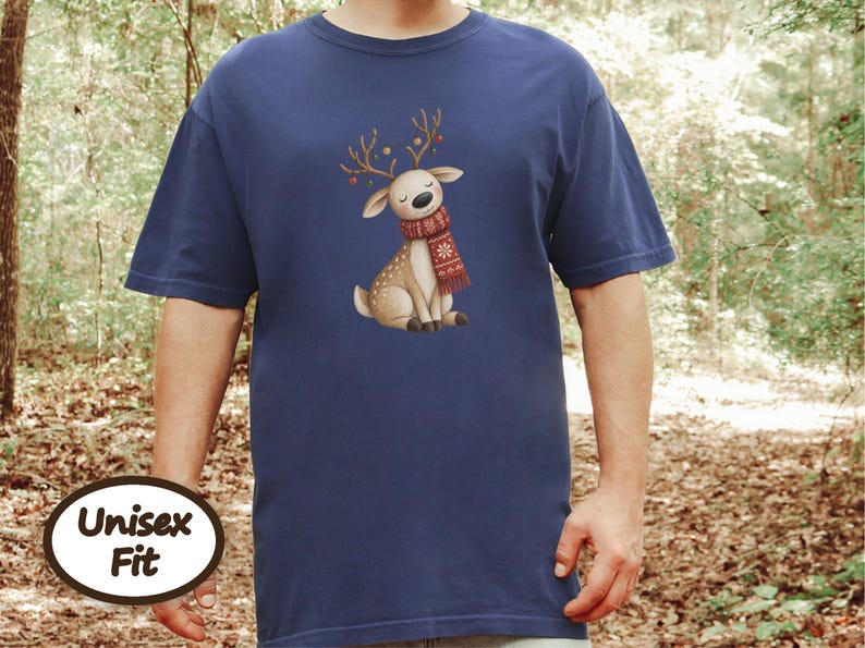 Whimsical Reindeer Christmas Shirt, Cozy Holiday Deer Sweatshirt, Cute Woodland Winter Tee image 4