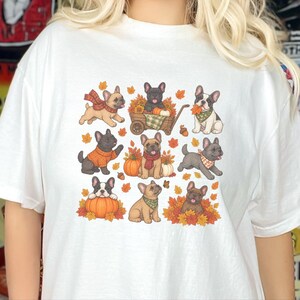 French Bulldog Fall Shirt, Frenchie Mom Gift, Autumn Dog Lover Tee, Pumpkin Season Sweater, Cute Puppy Graphic Top image 5