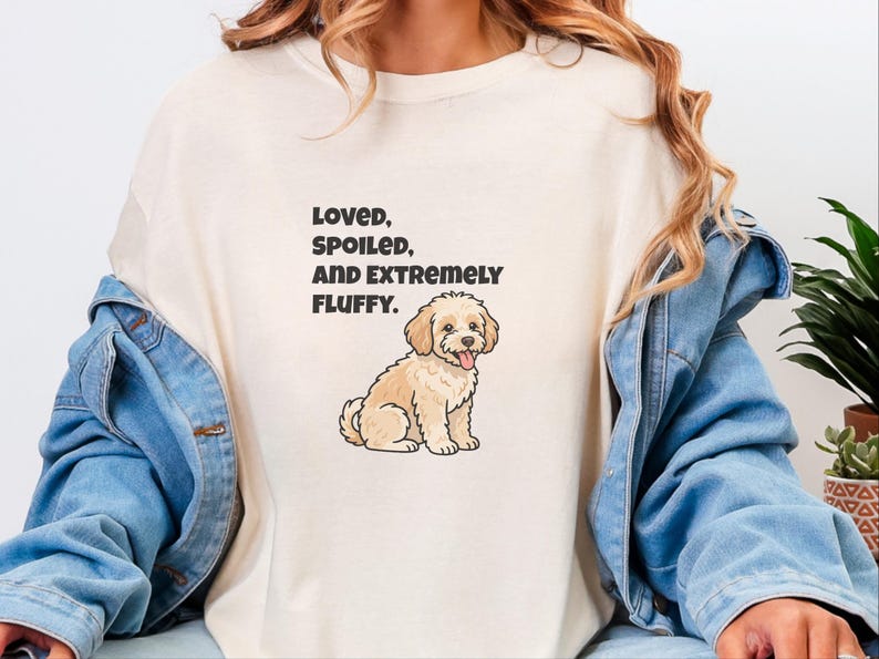 Comfort Colors Maltipoo Dog Mom Shirt, Loved, Spoiled, and Extremely Fluffy Sweatshirt, Cute Cavapoo Goldendoodle Dog Owner Clothing image 5