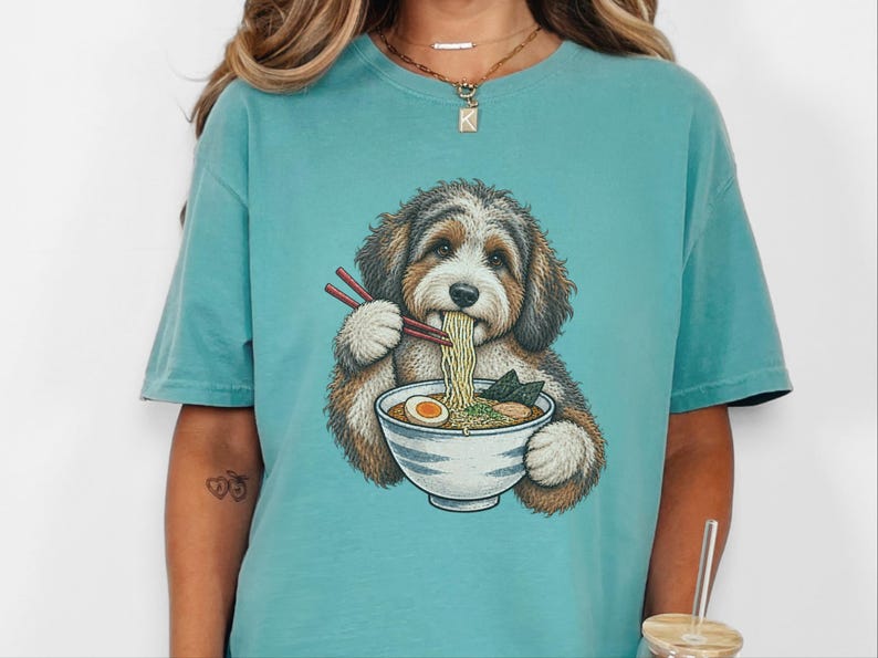 Ramen-tröja för japansk matälskare, rolig nudelhundtröja, ramen-skål med grafisk design bild 3