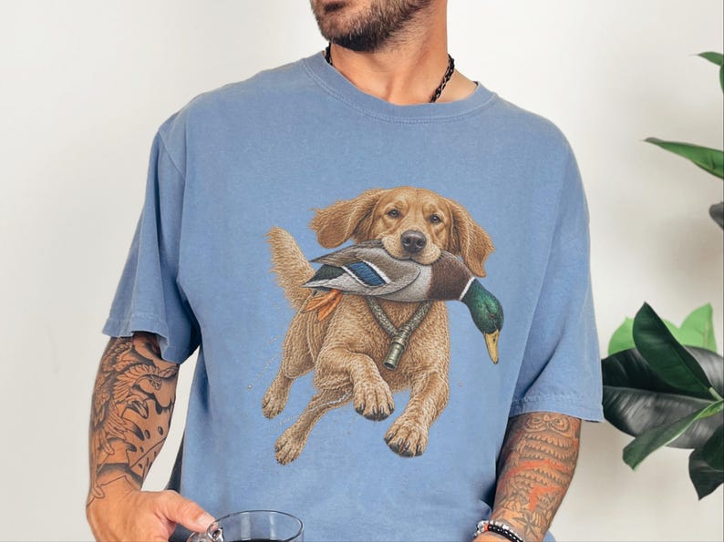 Golden Retriever Hunting Shirt, Duck Hunter Gift, Waterfowl Hunting Tee, Bird Dog Art Shirt, Duck Season Shirt, Outdoor Sportsman Gift image 10
