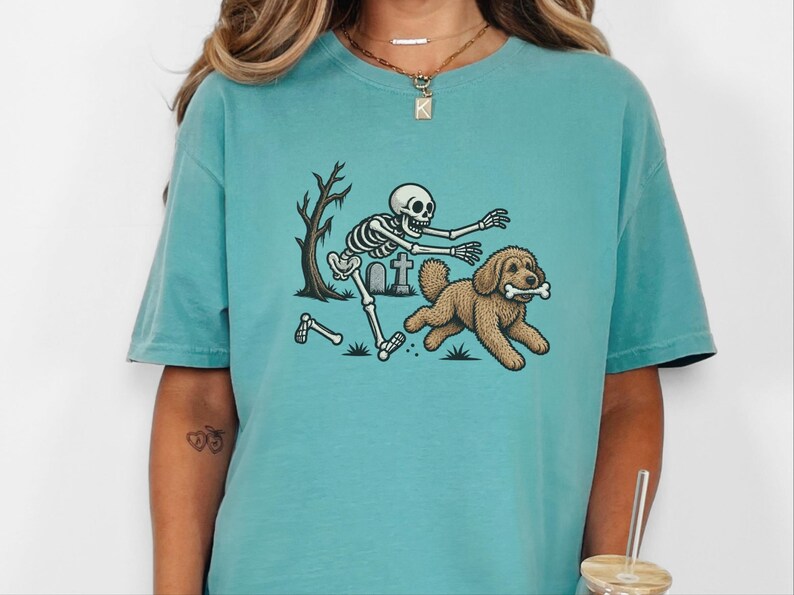 Skeleton Dog Shirt, Cockapoo Halloween Gift, Spooky Dog Tee, Funny Skeleton Shirt image 10