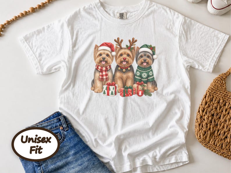 Christmas Yorkie Sweatshirt, Yorkie Mom Gift, Holiday Dog Crewneck, Festive Puppy Jumper, Yorkie Lover Apparel image 5