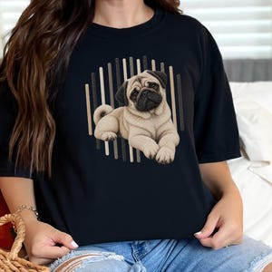 Camiseta de perro carlino, regalo para amantes de los carlinos, camiseta con estampado de cachorro adorable, camiseta para mamás carlinos, camiseta con retrato de perro, camiseta para papás carlinos, ropa para amantes de las mascotas imagen 6