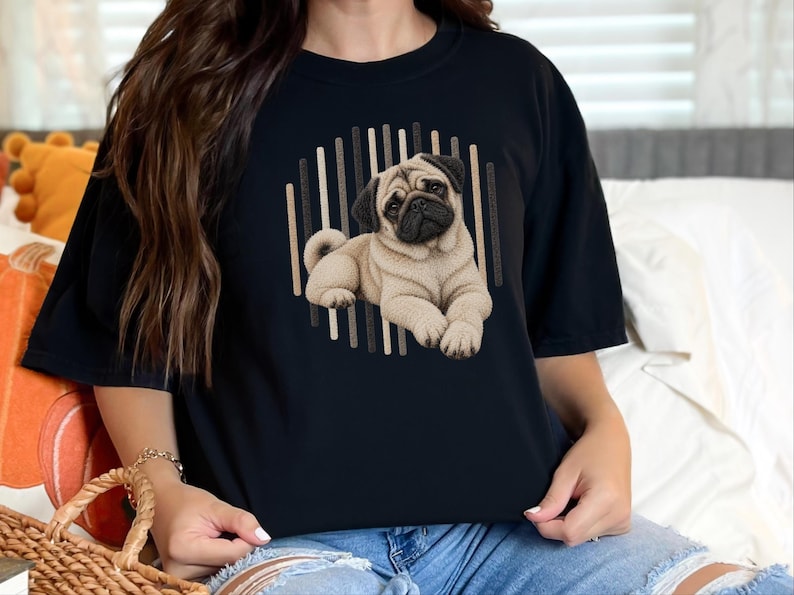Camiseta de perro carlino, regalo para amantes de los carlinos, camiseta con estampado de cachorro adorable, camiseta para mamás carlinos, camiseta con retrato de perro, camiseta para papás carlinos, ropa para amantes de las mascotas imagen 6