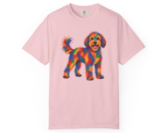 Aussiedoodle Shirt, Colorful Dog Art, Doodle Dog Gift, Aussiedoodle Mom Shirt, Rainbow Dog Lover Tee