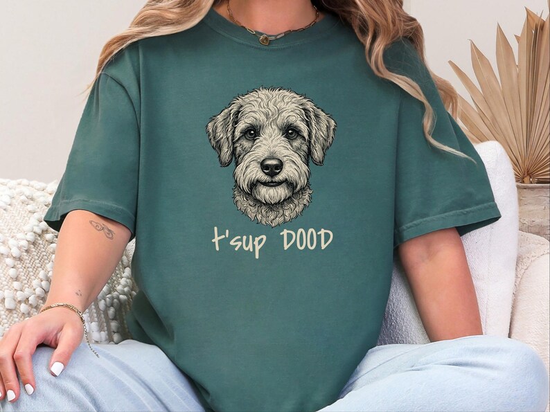 Comfort Colors Schnoodle Lover Sweatshirt | T'sup Dood Goldendoodle Dad Sweatshirt | Scruffy Labradoodle Owner T-Shirt, Doodle Dog Gift imagen 3